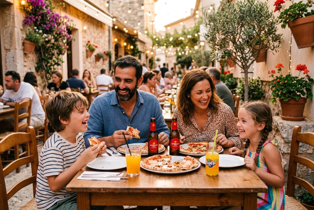 Familia en terraza Pizzón